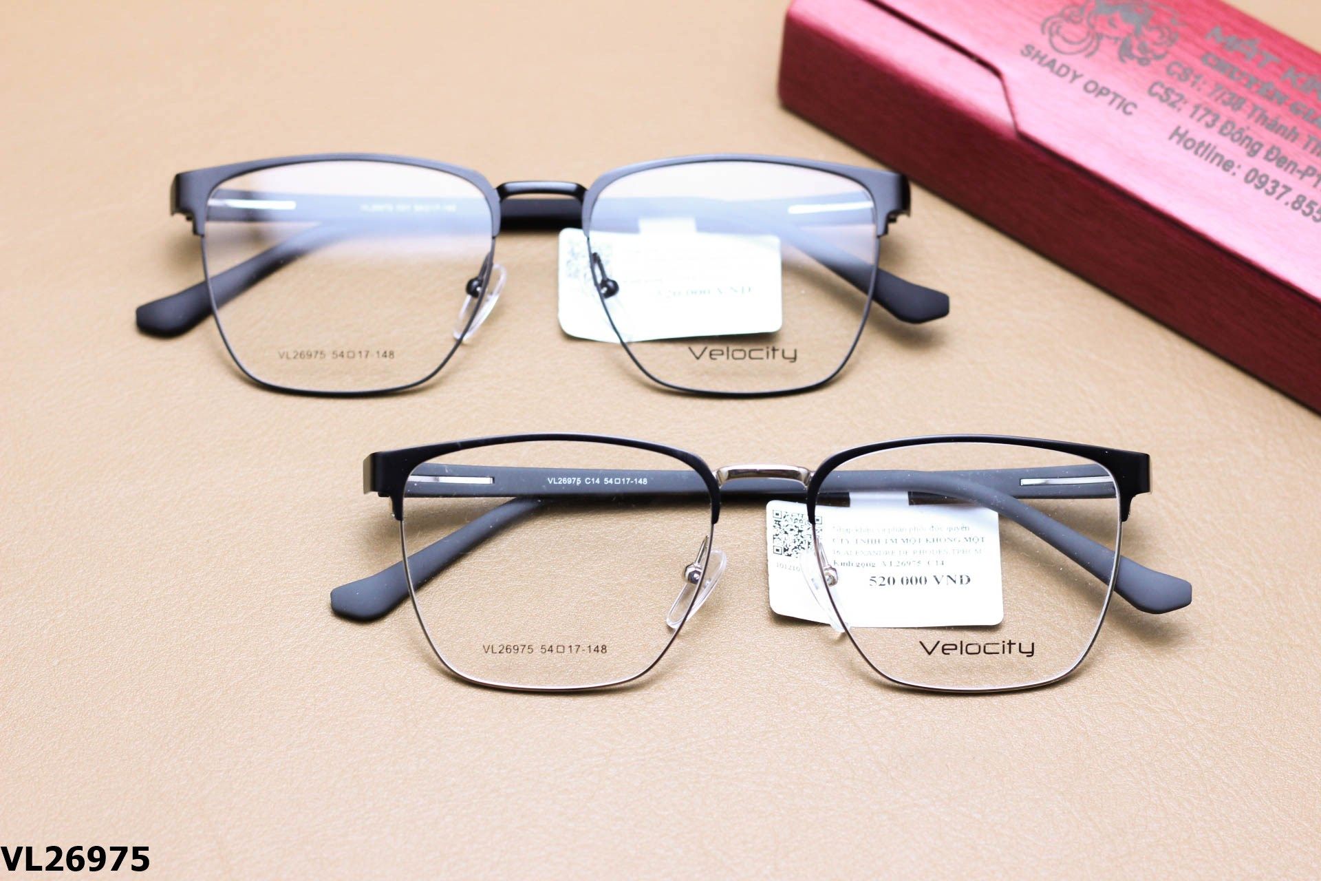 Gọng Kính Cận Vuông Thời Trang Unisex, Chất Liệu Hợp Kim Chính Hãng Velocity - VL26975