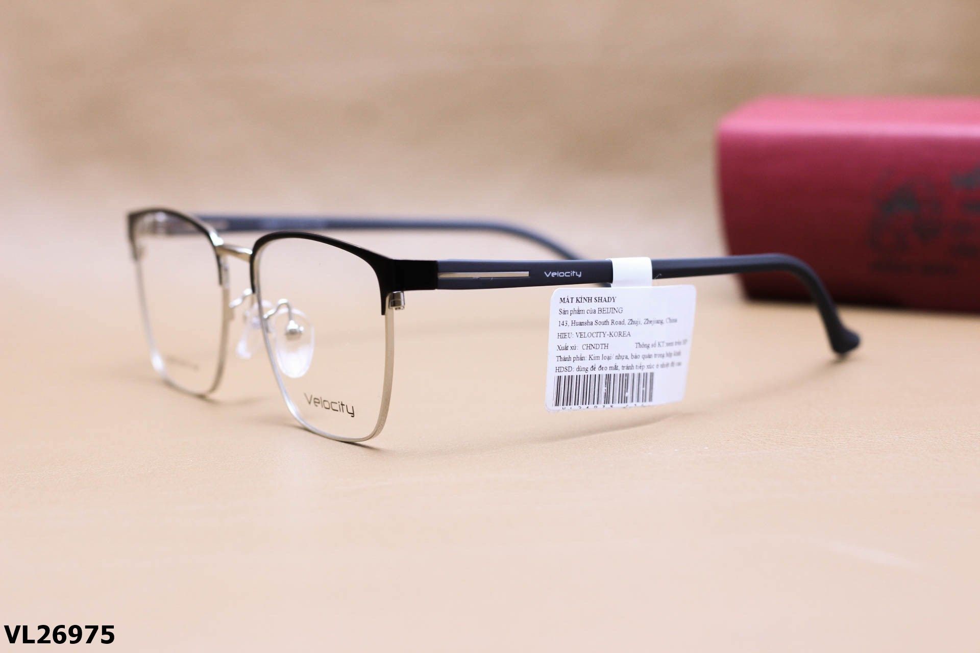 Gọng Kính Cận Vuông Thời Trang Unisex, Chất Liệu Hợp Kim Chính Hãng Velocity - VL26975