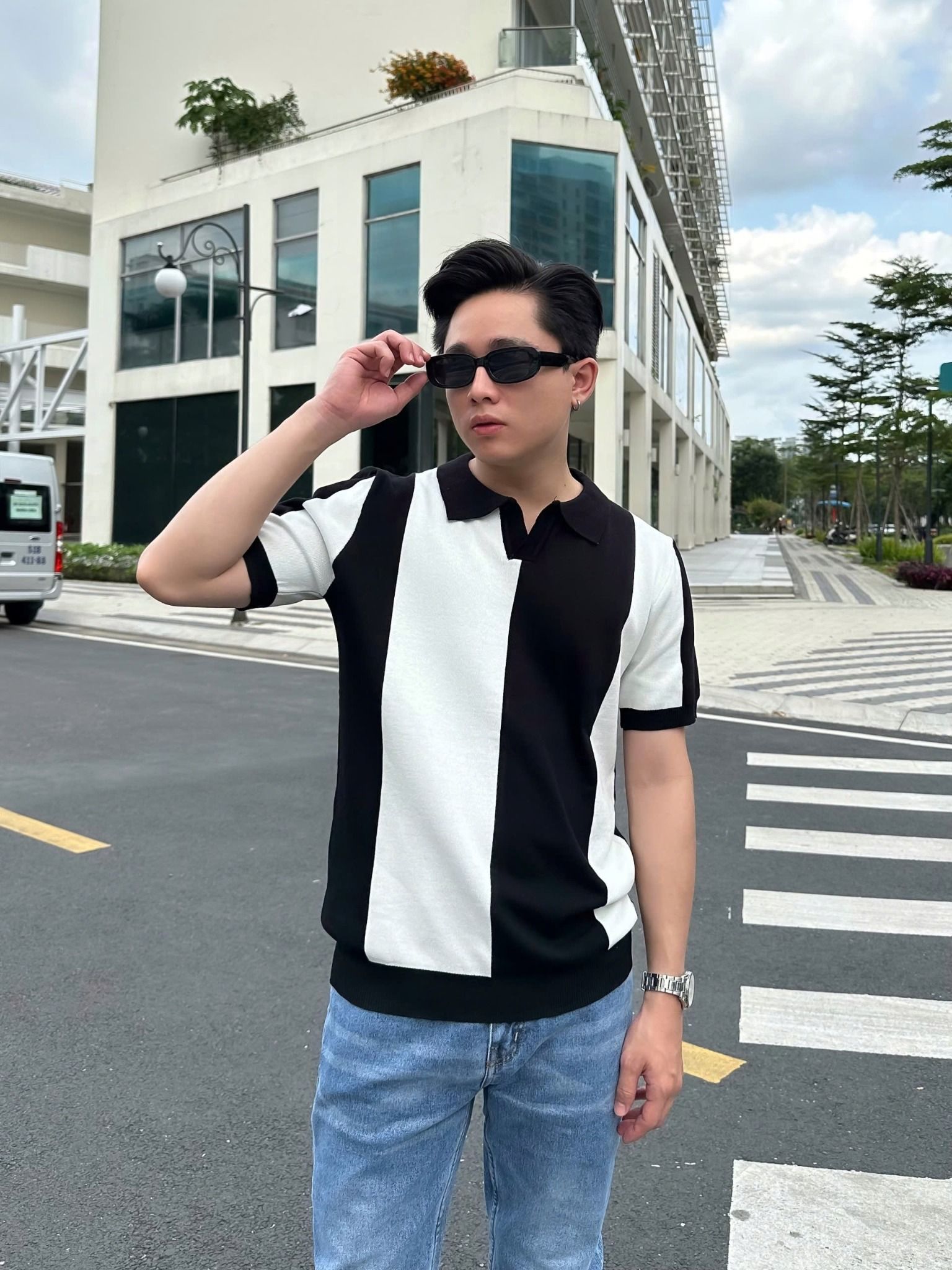 Áo Thun Polo Dệt Kim Phối ATP0048