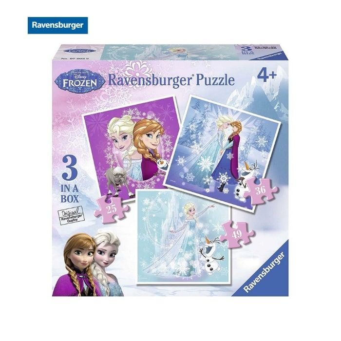 Xếp hình puzzle Anna, Elsa 3 bộ 25/36/49 mảnh 07003 9
