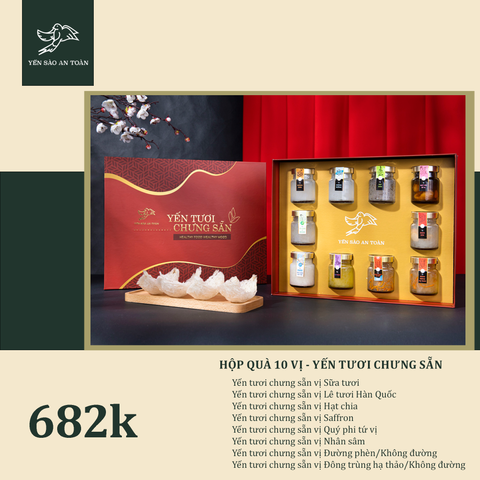 Phiên bản đỏ - Hộp quà 10 hủ full 10 vị Yến Tươi chưng sẵn (70ml)