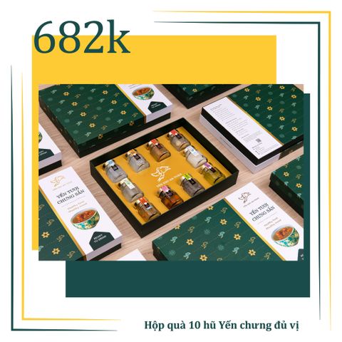 Phiên bản xanh - Hộp quà 10 hủ full 10 vị Yến Tươi chưng sẵn