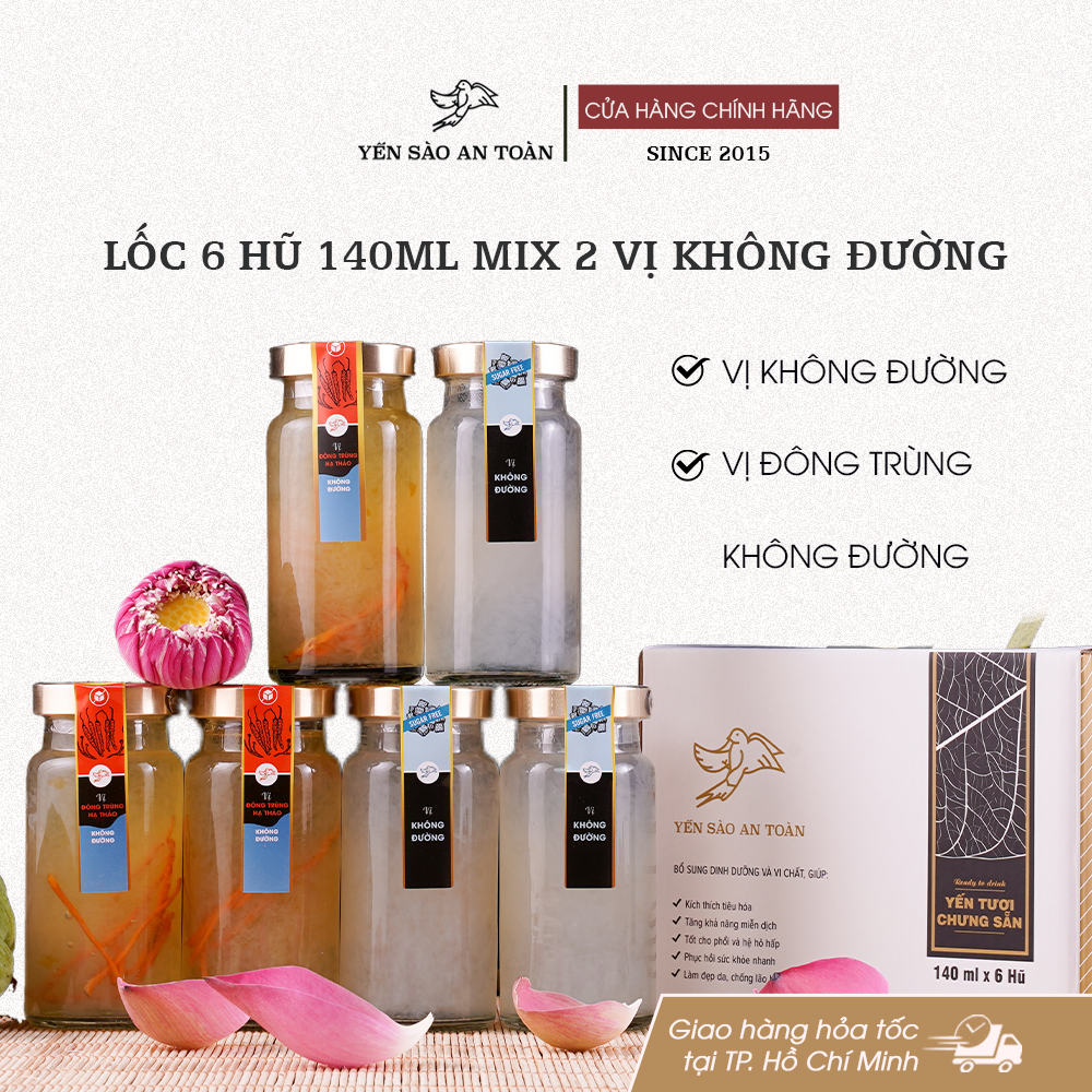 Lốc 6 hũ 140ml 2 vị Không Đường