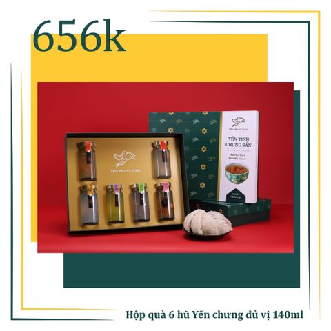 Phiên bản xanh - Hộp quà full 6 vị Yến Tươi chưng sẵn 140ml