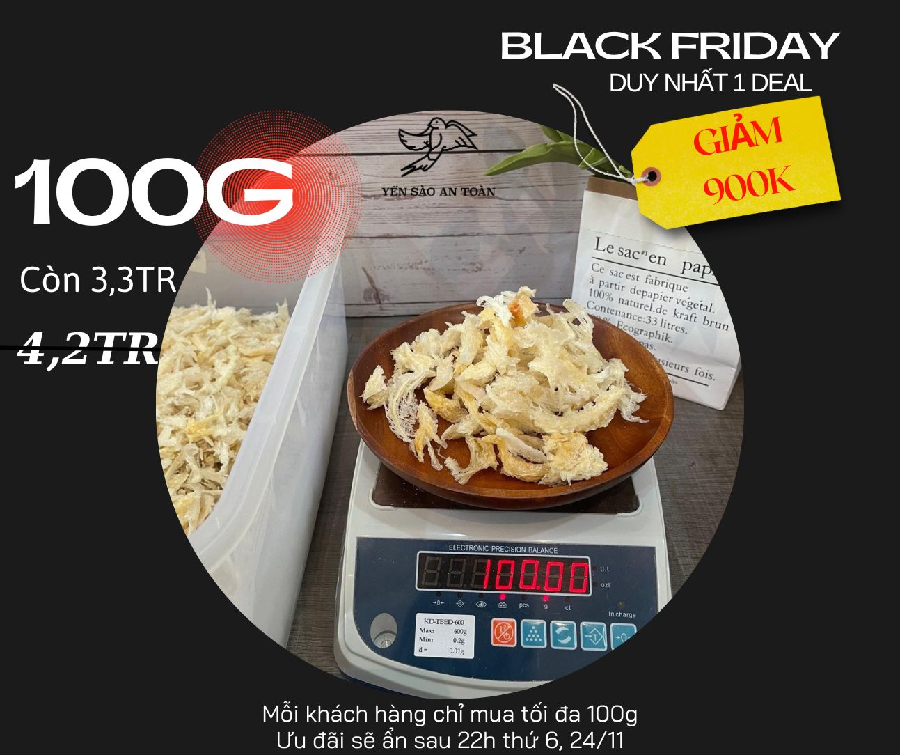 Black Friday - Yến Chân Làm Sạch Sấy Rời