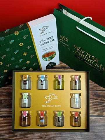 Phiên bản xanh - Hộp quà 10 hủ full 10 vị Yến Tươi chưng sẵn