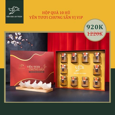 Phiên bản đỏ -Hộp 10 hũ VIP - Yến Tươi chưng sẵn vị Đông Trùng Hạ Thảo