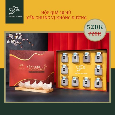 Phiên bản đỏ - Hộp quà 10 KHÔNG ĐƯỜNG Yến Tươi chưng sẵn (70ml)