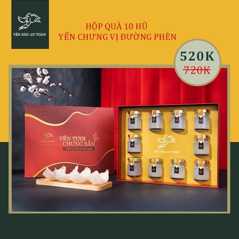 Phiên bản đỏ - Hộp quà 10 hũ Yến Tươi chưng đường phèn (70ml)