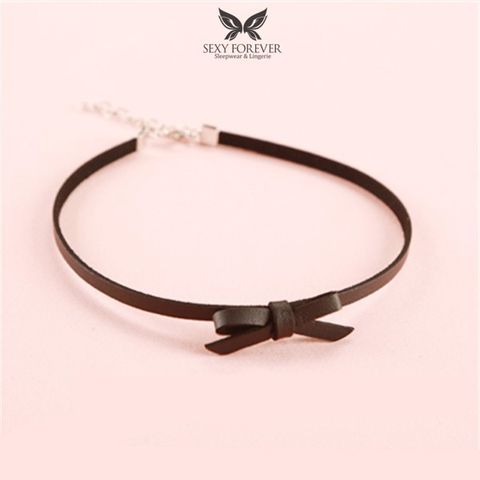 LEATHER BOW CHOKER