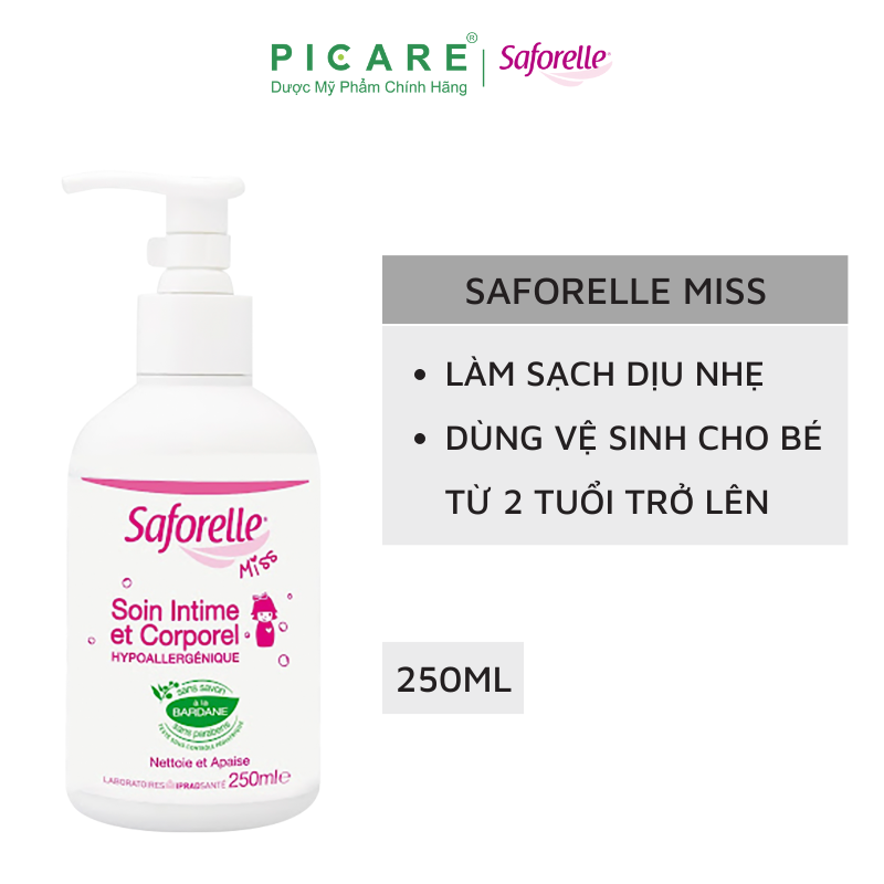 Dung Dịch Vệ Sinh Cho Bé Từ 2 Tuổi Đến Dậy Thì Saforelle Miss Soin Intime Et Corporel 250ml