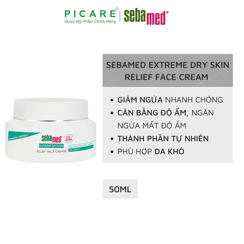 Kem Dưỡng Ẩm Dành Cho Da Khô, Nhạy Cảm Sebamed Extreme Dry Skin Relief Face Cream 5% Urea 50ml