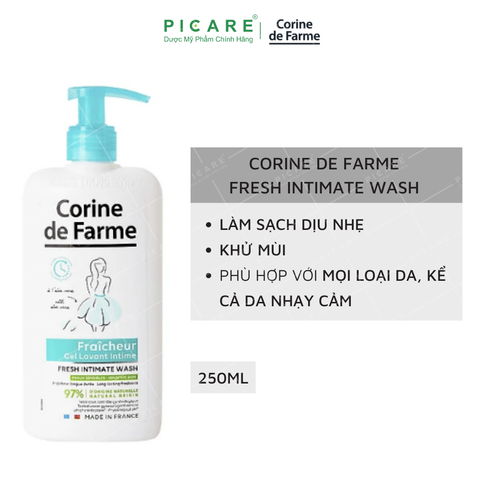 Gel Làm Sạch Và Khử Mùi Vùng Kín Corine De Farme Intimate Gel Fresh 250ml