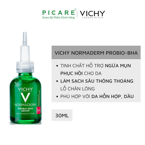 Tinh Chất Giúp Dịu Da Tức Thì, Cải Thiện Mụn, Phục Hồi Và Bảo Vệ Da Rõ Rệt Sau 7 Ngày Vichy Normaderm Probio-BHA 30ml