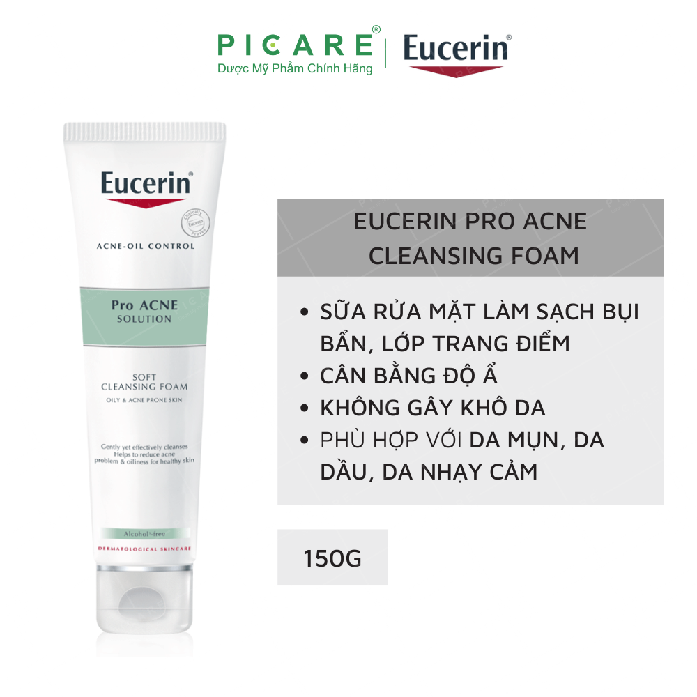 Sữa Rửa Mặt Tạo Bọt Cho Da Mụn Eucerin Pro Acne Solution Gentle Cleansing Foam 50ml - 66856