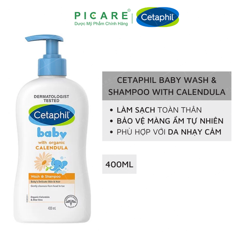 Sữa Tắm Gội Trẻ Em Cetaphil Baby Gentle Wash & Shampoo With Organic Calendula 400ml