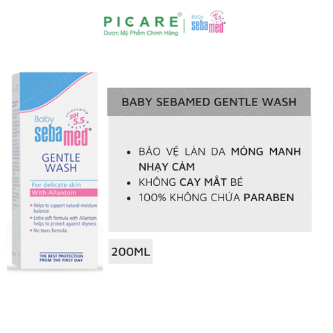 Sữa Tắm Gội Dịu Nhẹ Toàn Thân SEBAMED pH5.5 Baby Sebamed Gentle Wash 200ml