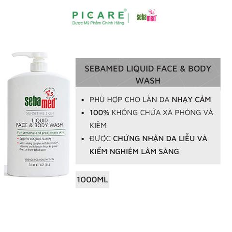 Sữa Rửa Mặt Và Tắm Toàn Thân Cho Da Nhạy Cảm Sebamed Liquid Face & Body Wash 1000ml