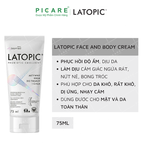 Kem Dưỡng Ẩm Latopic Làm Dịu Giảm Ngứa Cho Da Dị Ứng Face And Body Cream 75ml