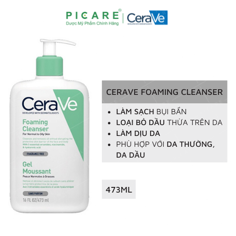 Sữa Rửa Mặt Dành Cho Da Dầu CeraVe Foaming Cleanser 473ml