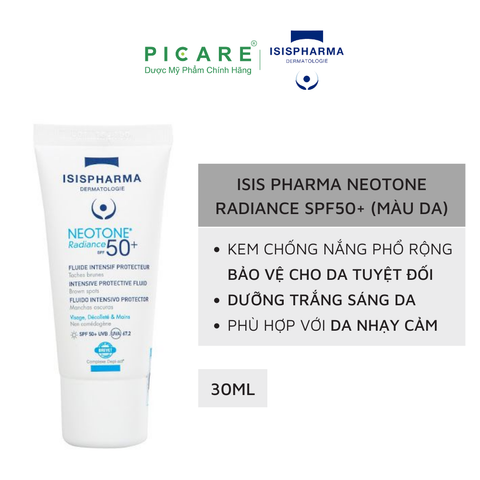 Kem Dưỡng Chống Nắng, Hỗ Trợ Giảm Nám SPF50+ (Màu Da) Isis Pharma Neotone Radiance 30ml