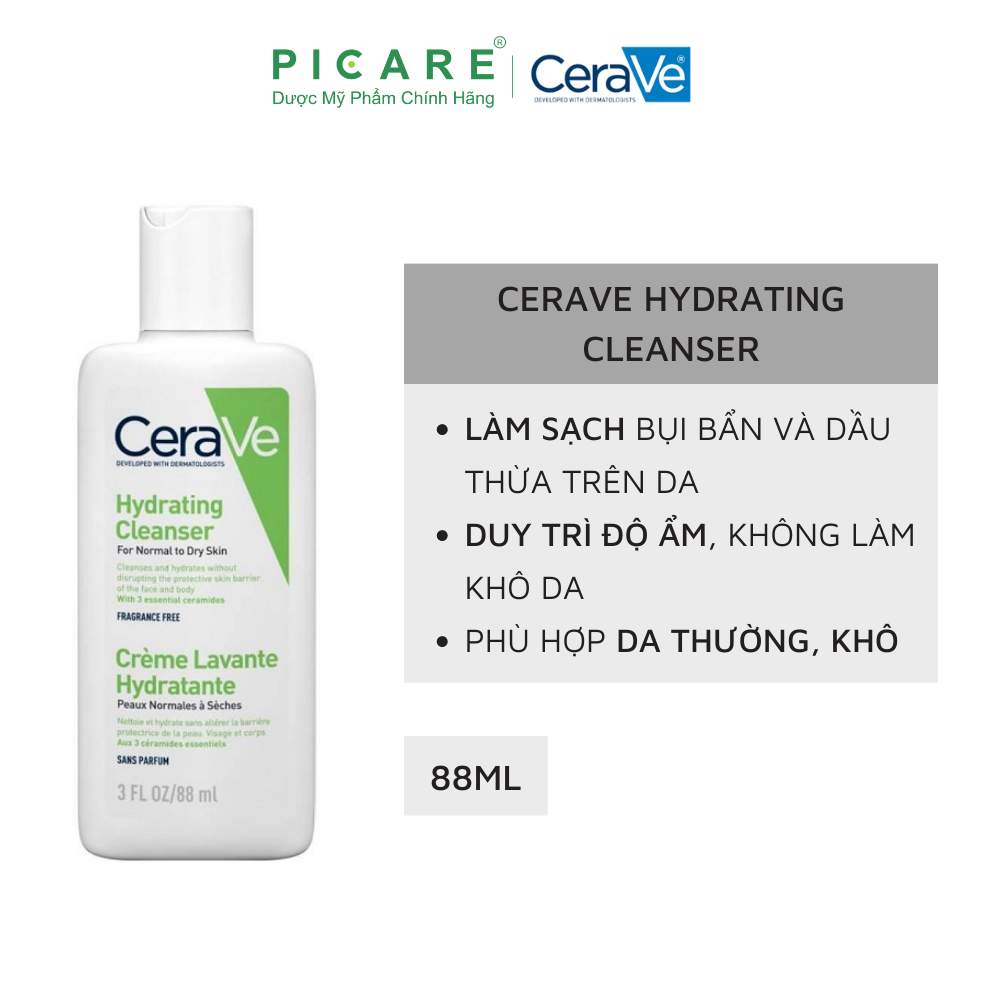 Sữa Rửa Mặt Dành Cho Da Khô CeraVe Hydrating Facial Cleanser 88ml