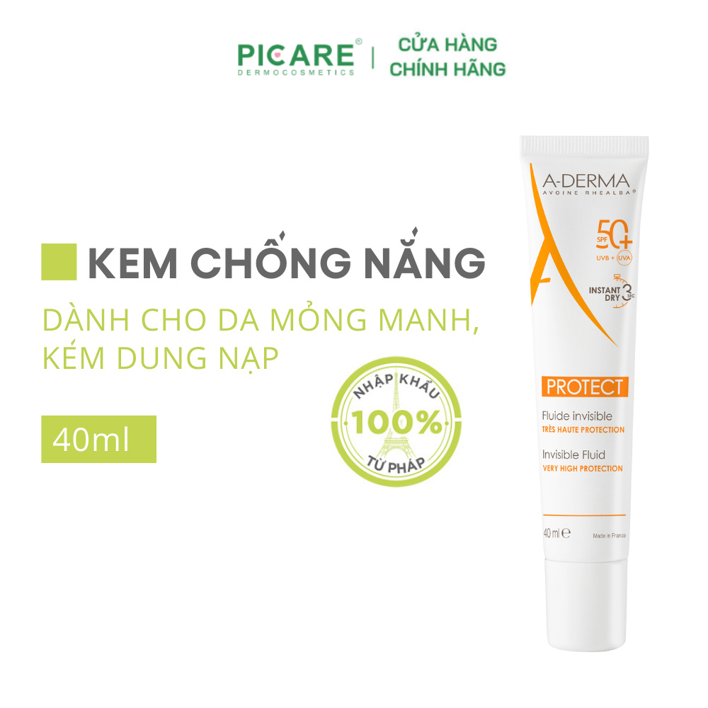 Kem Chống Nắng Dành Cho Da Nhạy Cảm A-derma Protect Invisible Fluid SPF50+ 40ml