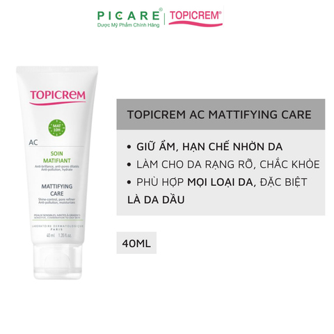 Kem Dưỡng Ẩm, Giảm Bóng Nhờn Cho Da Dầu Và Da Hỗn Hợp Topicrem AC Mattifying Care 40ml