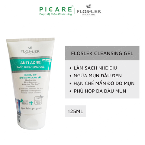 Gel Rửa Mặt Diệt Khuẩn Ngừa Mụn Floslek Pharma Antibacterial Face Cleansing Gel 125ml