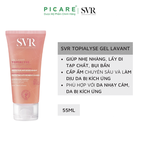 Gel Làm Sạch Và Dưỡng Ẩm, Dành Cho Da Khô, Nhạy Cảm SVR Topialyse Gel Lavant 55ml