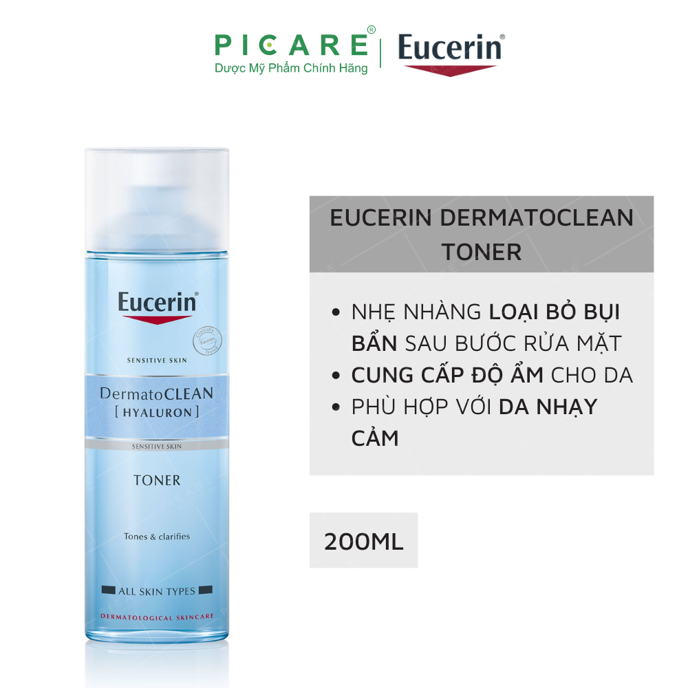 Nước Hoa Hồng Cho Da Nhạy Cảm Eucerin DermatoCLEAN Hyaluron Toner 200ml - 63995