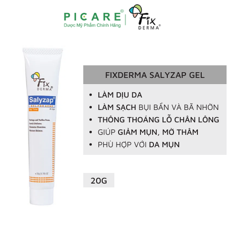 Gel Giúp Giảm Mụn, Giảm Khuẩn, Ngăn Dầu Nhờn Fixderma Salyzap Gel 20g