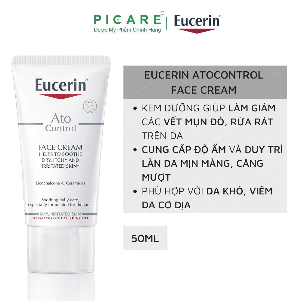 Kem Dưỡng Giảm Ngứa, Đỏ Cho Da Mặt Eucerin Ato Control Face Cream 50ml – 63614