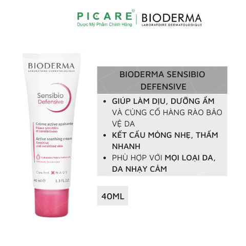 Kem dưỡng ẩm và làm dịu da, dành cho da nhạy cảm Bioderma Sensibio Defensive 40ml