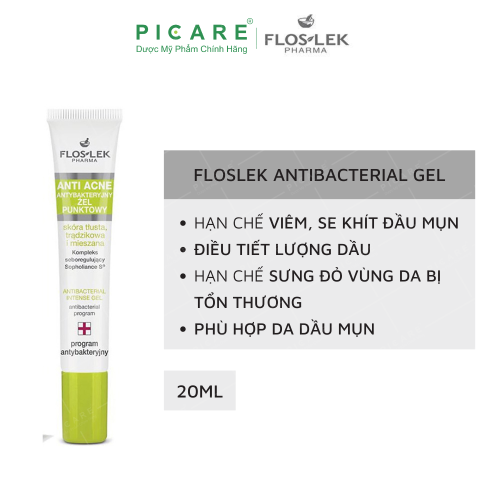 Gel Giảm Mụn & Diệt Khuẩn Floslek Anti Acne Antibacterial Intense Gel 20ml