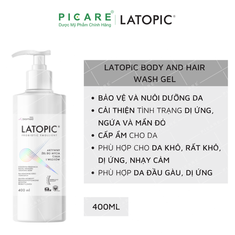 Gel Tắm Gội Latopic Dành Cho Dạ Dị Ứng Kích Ứng Body And Hair Wash Gel 400ml