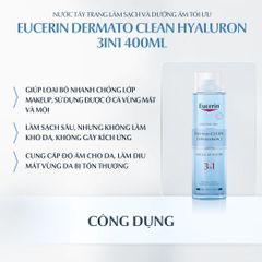 Nước Tẩy Trang Dành Cho Da Nhạy Cảm Eucerin Dermato Clean Hyaluron Micellar Water 3In1 400ml