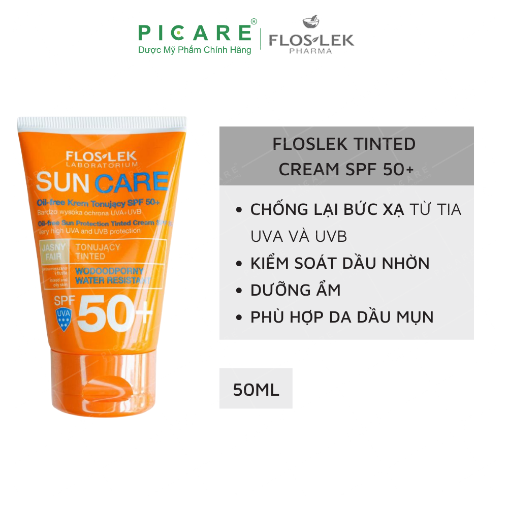 Kem Chống Nắng Bảo Vệ Da Floslek Oil Free Sun Protection Tinted Cream SPF50+ 50ml