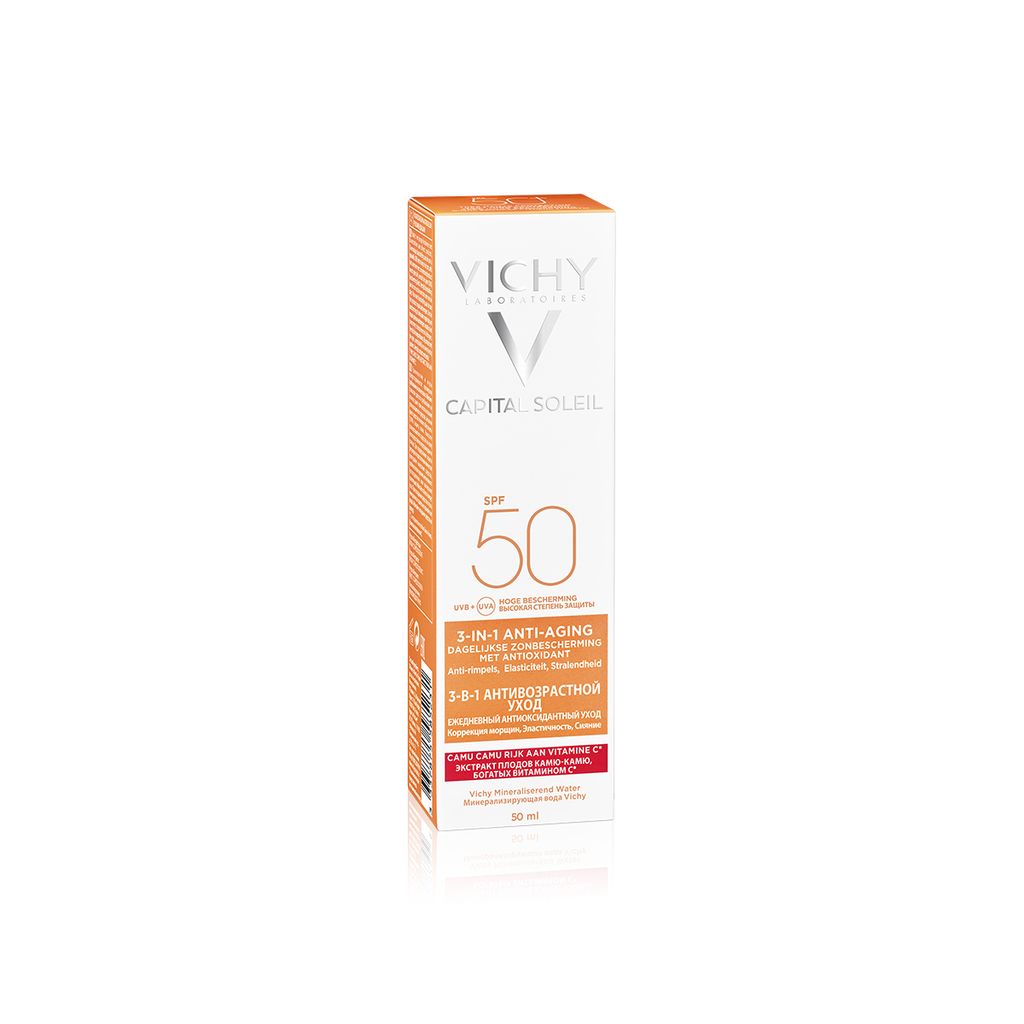 Kem Chống Nắng Ngăn Ngừa Các Dấu Hiệu Lão Hóa Vichy Capital Soleil Anti-Ageing 3in1 SPF50+ 50ml