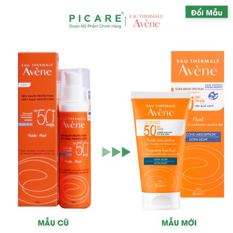 Kem Chống Nắng Cho Da Thường, Hỗn Hợp Avène Very Hight Protection Fluid SPF50+ Blue Light 50ML