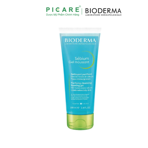 Gel Rửa Mặt Tạo Bọt Ngăn Ngừa Mụn Dành Cho Da Hỗn Hợp, Da Dầu Đến Da Mụn Bioderma Sebium Gel Moussant 100ml