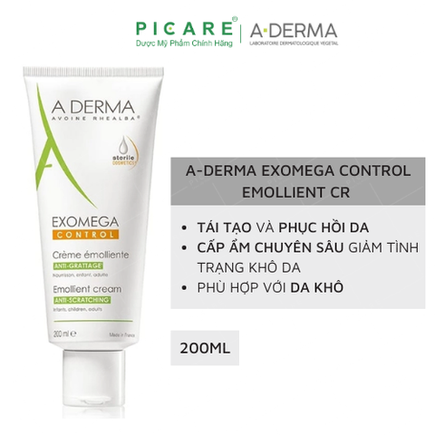 Kem Dưỡng Ẩm Chuyên Biệt Dành Cho Da Cơ Địa, Da Khô A-Derma Exomega Control Emollient Cream 200ml