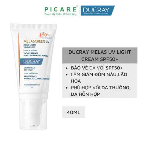 Kem Chống Nắng Chuyên Biệt Cho Da Bị Đốm Nâu Ducray Melascreen UV Light Cream SPF50+ 40ml