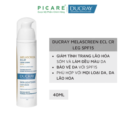 Kem Dưỡng Làm Đều Màu Da Và Mờ Đốm Nâu Ducray Melascreen Eclat Light Cream Skin Lightening SPF15 40ml