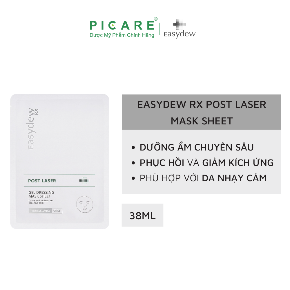 Mặt Nạ Phục Hồi, Giảm Kích Ứng Easydew RX Post Laser Gel Dessing Mask Sheet 38ML (1 hộp/ 5 miếng)