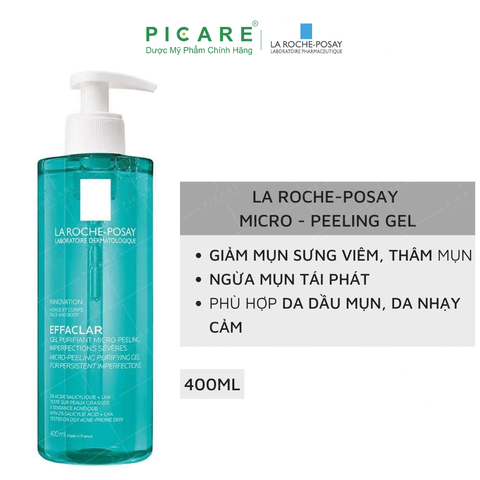 Gel Rửa Mặt Hỗ Trợ Giảm Mụn Cho Mặt Và Toàn Thân La Roche-Posay Effaclar Micro-Peeling Purifying Gel 400ml