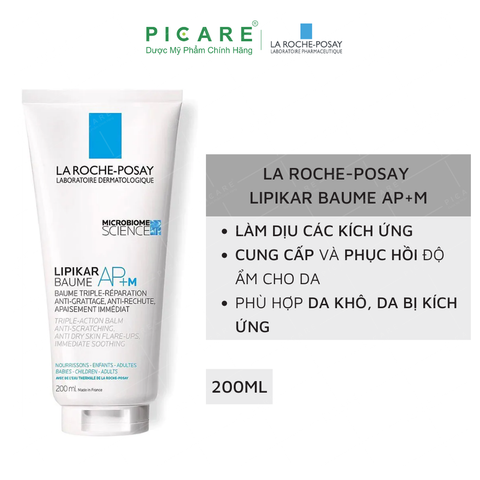 Kem Dưỡng Làm Dịu Dành Cho Da Khô, Bị Ngứa Mẩn Đỏ La Roche-Posay  Lipikar Baume AP+ M 200ml