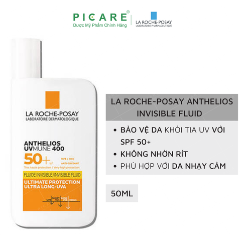 Kem Chống Nắng Mỏng Nhẹ Lâu Trôi Giúp Bảo Vệ Da Tối Ưu Khỏi Tia UVA Dài La Roche-Posay Anthelios Uvmune 400 Invisible Fluid SPF50+ 50ml