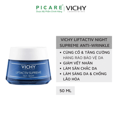 Kem Dưỡng Chống Nhăn & Làm Săn Chắc Da Chuyên Sâu (Ban Đêm) Vichy LiftActiv Night Supreme Anti-Wrinkle & Firming Correcting Care 50ml