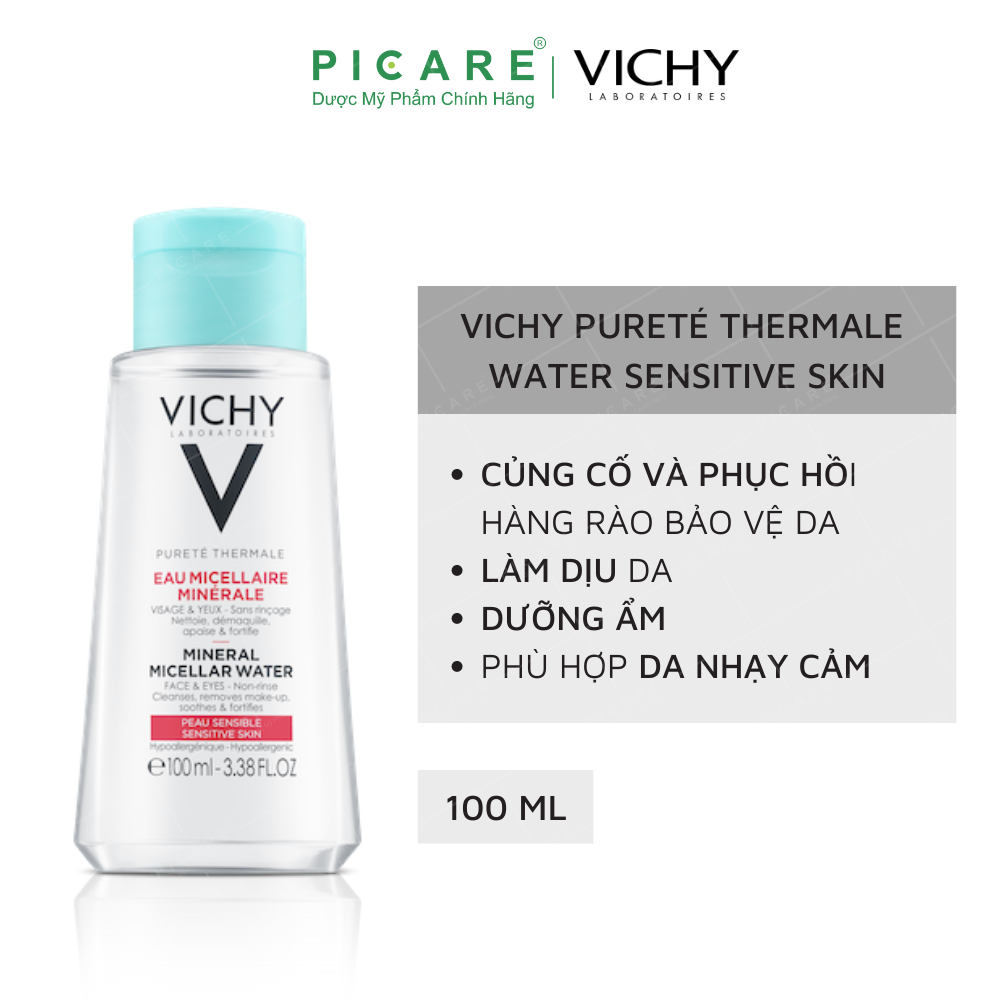 Nước Tẩy Trang Giàu Khoáng Chất Cho Da Nhạy Cảm Giúp Làm Sạch Sâu Và Dịu Da Vichy Purete Thermale Mineral Micellar Water Sensitive Skin 100ml